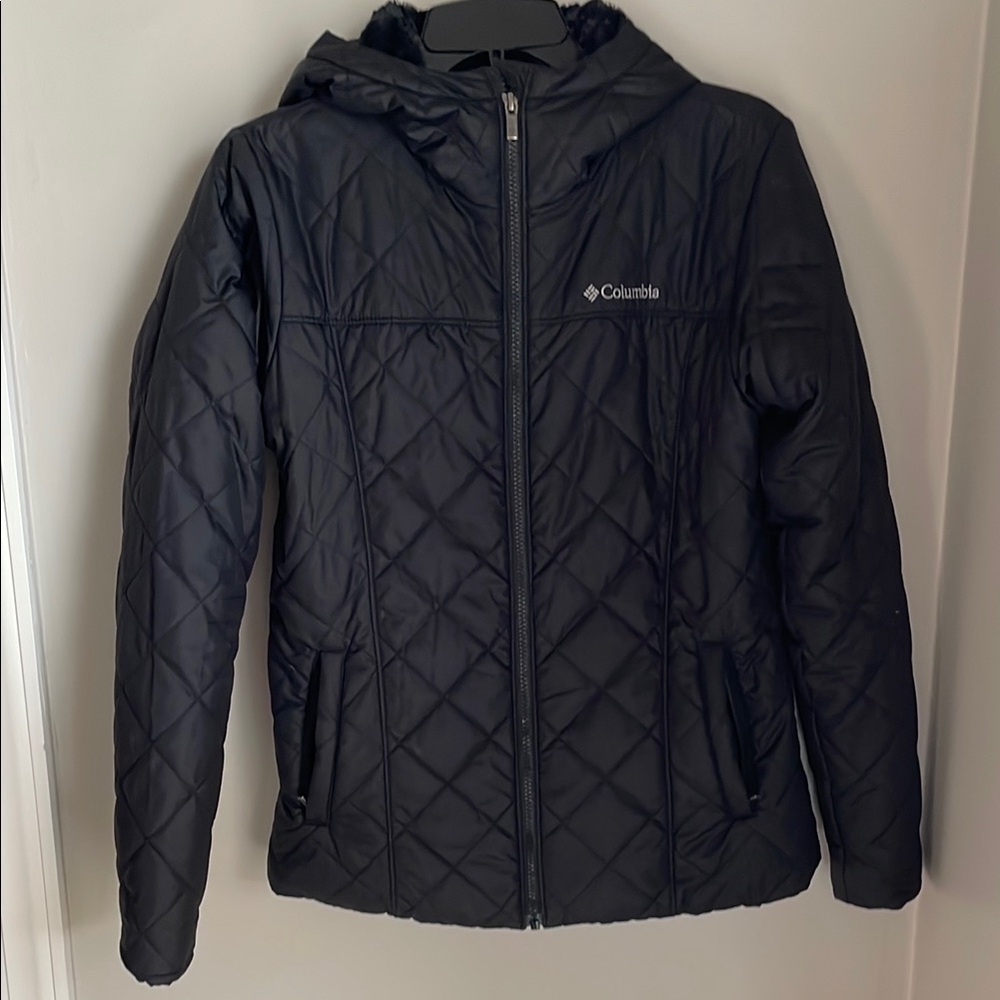 Columbia Black Hooded Quilted Jacket